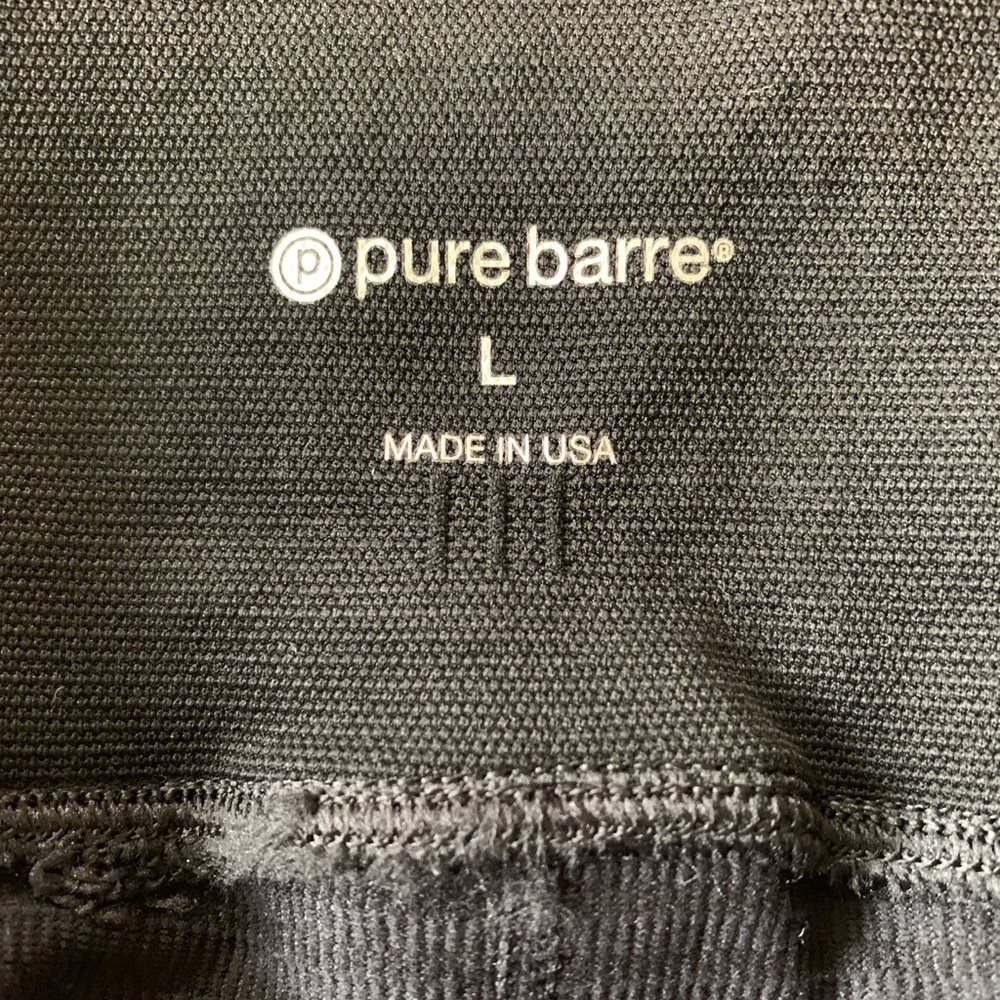 NEW Pure Barre Womens Black Gray Striped Leggings Large MidRise 28”Inseam NWOT - Picture 5 of 5